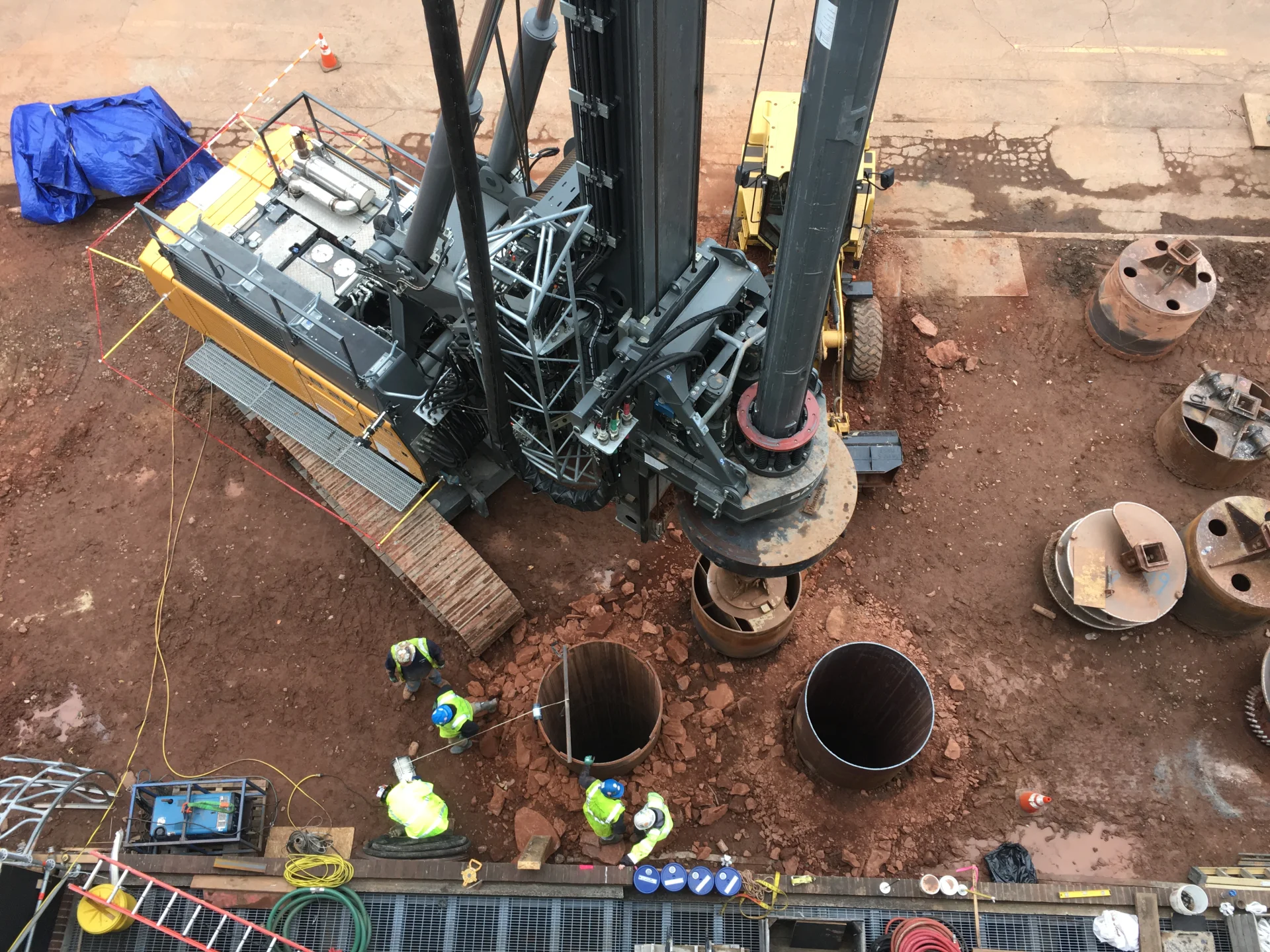 caissons in the ground